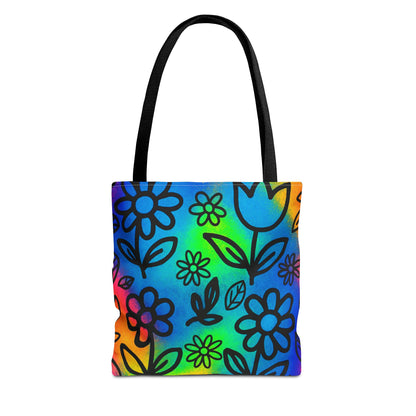 Rainbow Floral Tote Bag | Colorful Reusable Shopper