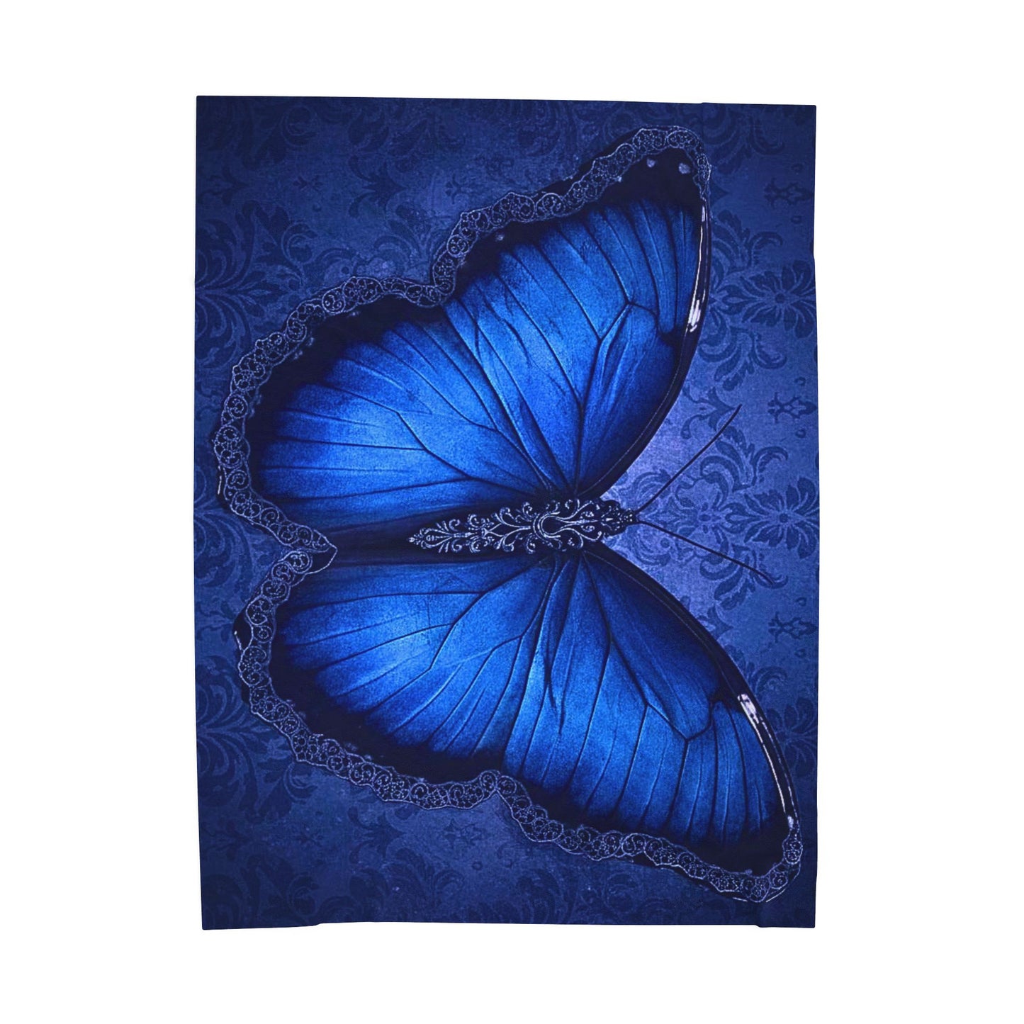 Blue Butterfly Plush Blanket | Gothic Nature Art Throw