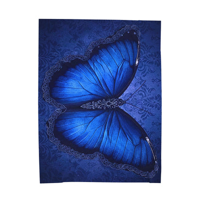 Blue Butterfly Plush Blanket | Gothic Nature Art Throw