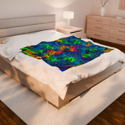 Rainbow Floral Plush Blanket | Colorful Cozy Soft Throw