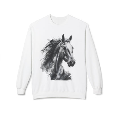 Horse Lover Sweatshirt Black and White Equestrian Art Pullover