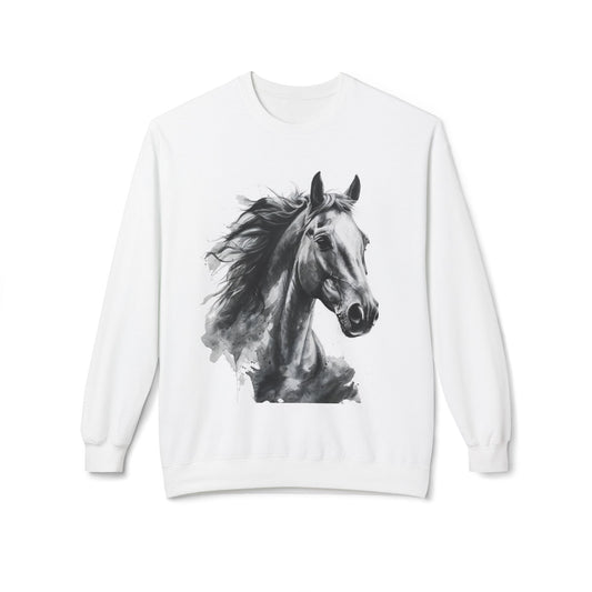 Horse Lover Sweatshirt Black and White Equestrian Art Pullover