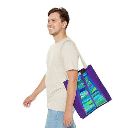 Abstract Blue Green Stained Glass Tote Bag