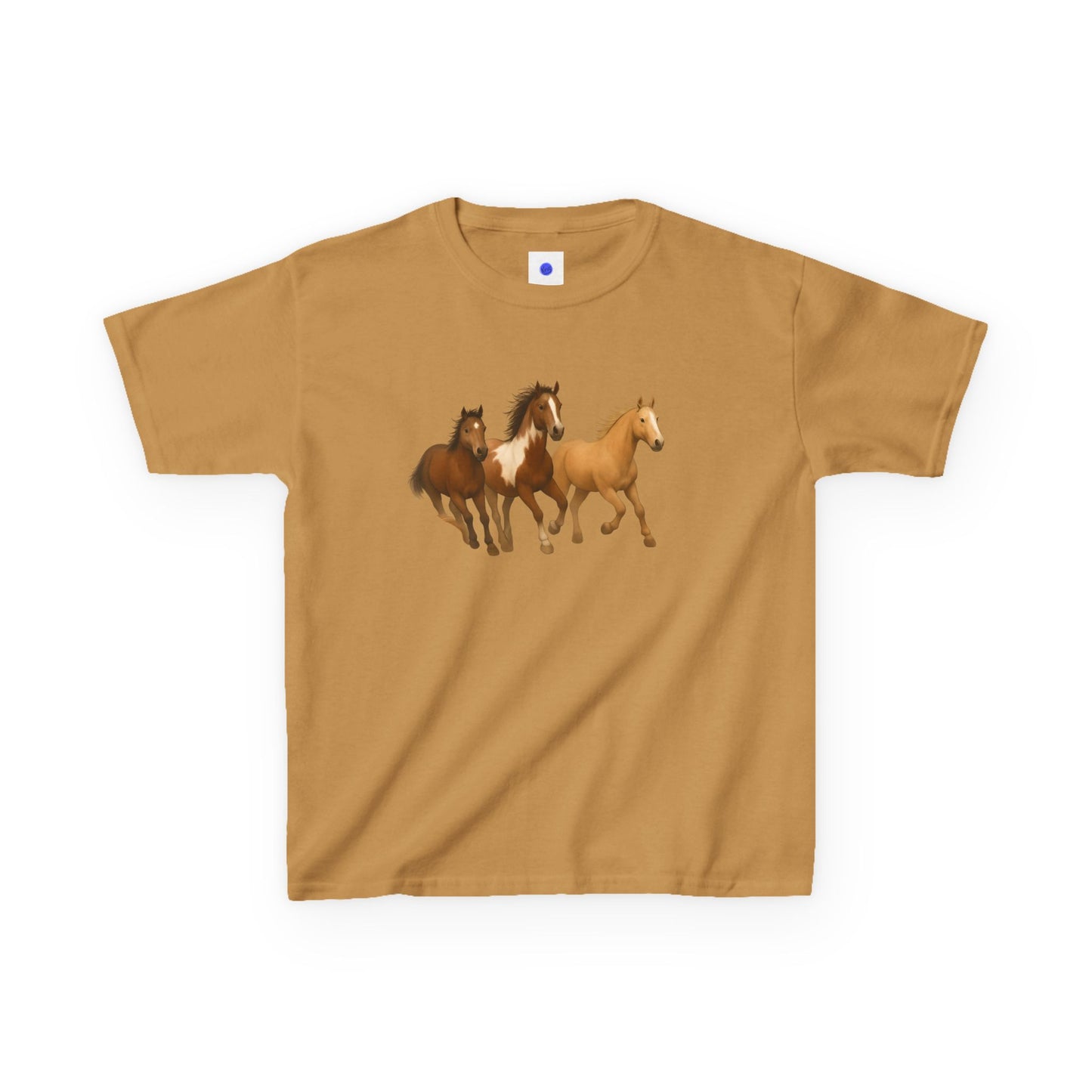 Kids Three Horse T shirt, Western, country, cute, Heavy Tee, fall, gallop, freedom