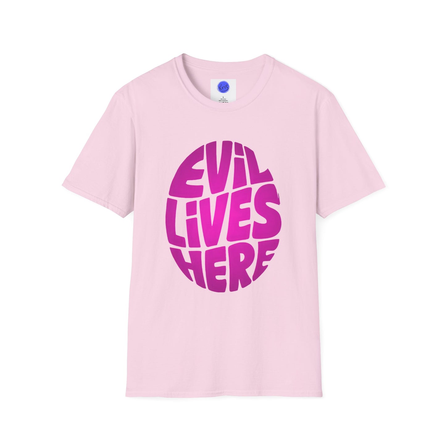 Evil Lives Here Halloween T-shirt, Spooky Retro Style, Mens