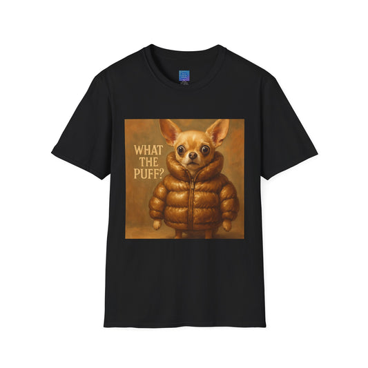 Chihuahua in Puffy Jacket T-Shirt | What The Puff? Graphic Tee