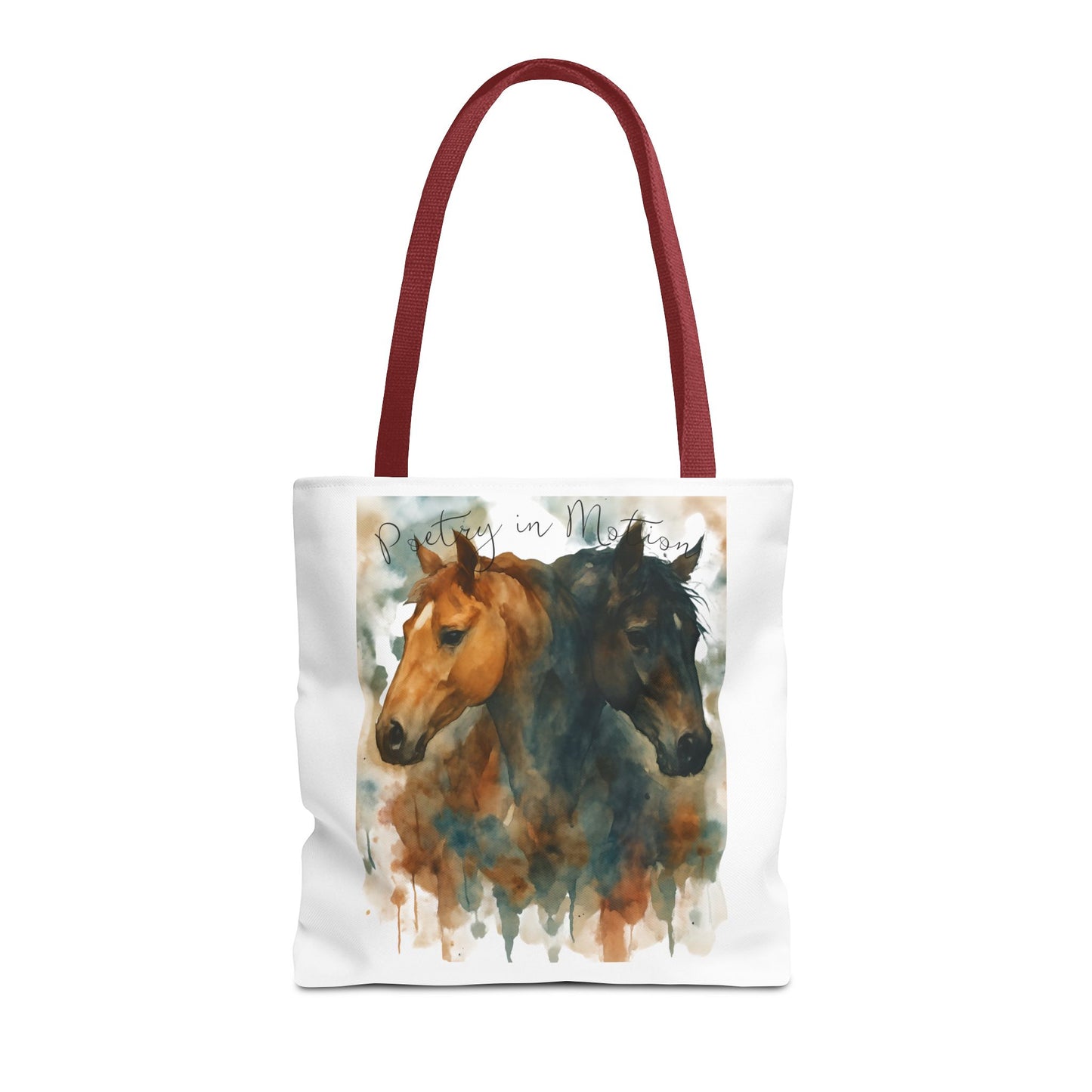 Horse Art Tote Bag, Watercolor Horses, Pretty in Motion