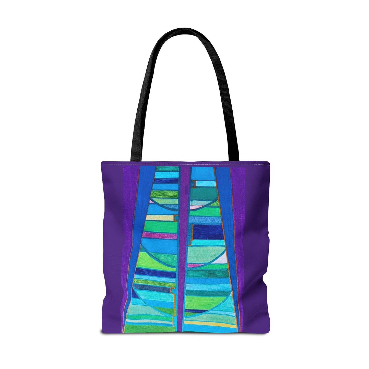 Abstract Blue Green Stained Glass Tote Bag