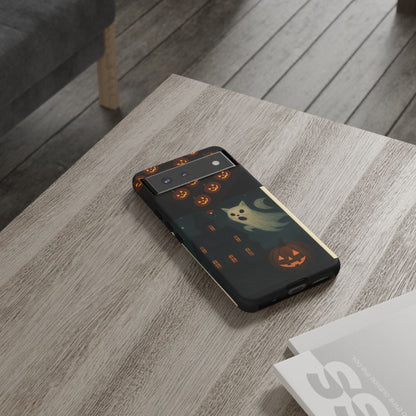 Phone Case, Halloween Haunted House Cat Ghost  iPhone 16, 15, 14, Pixel 8, 6 Samsung Galaxy 25, 24, 23