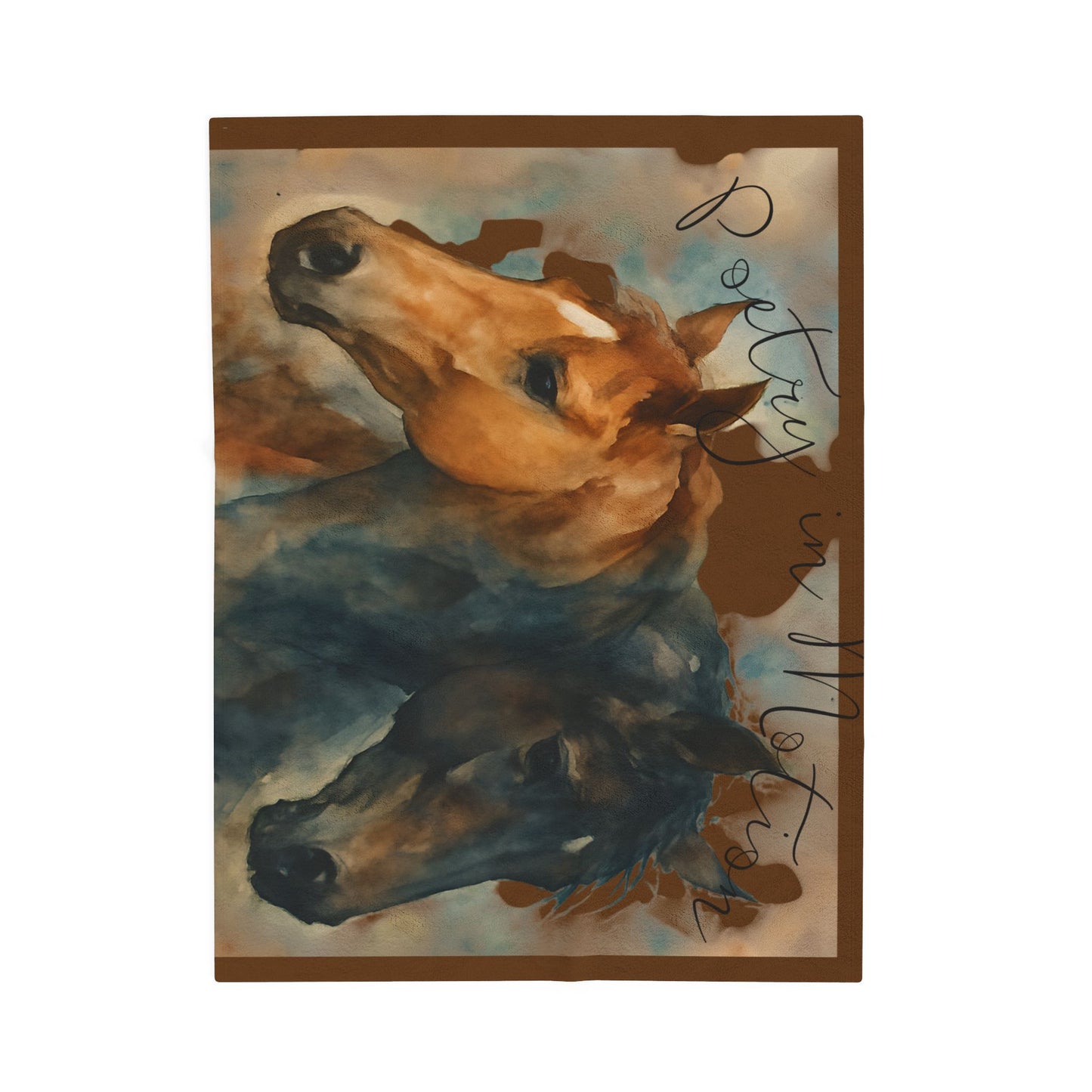 Watercolor Horses Velveteen Plush Blanket | Horse Portrait Throw
