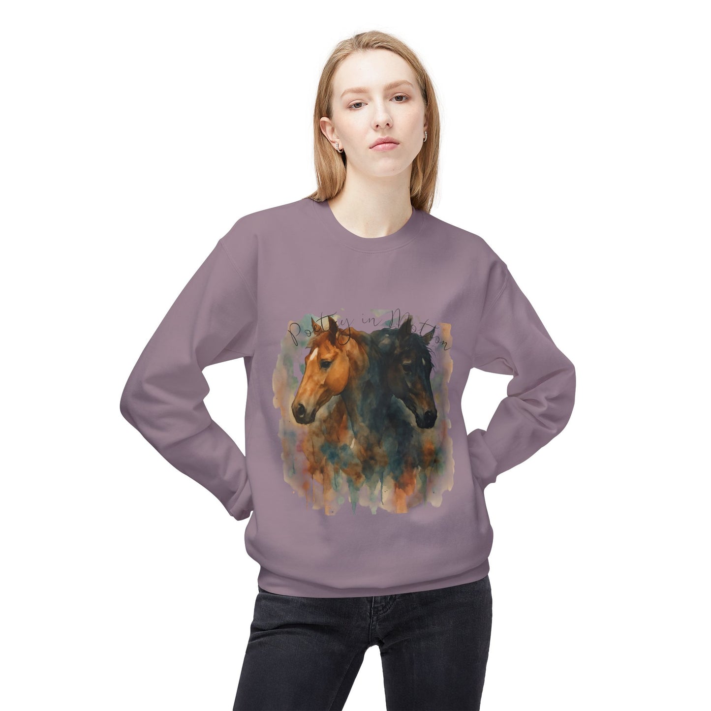 Poetry in Motion Equestrian Horse Sweatshirt Watercolor
