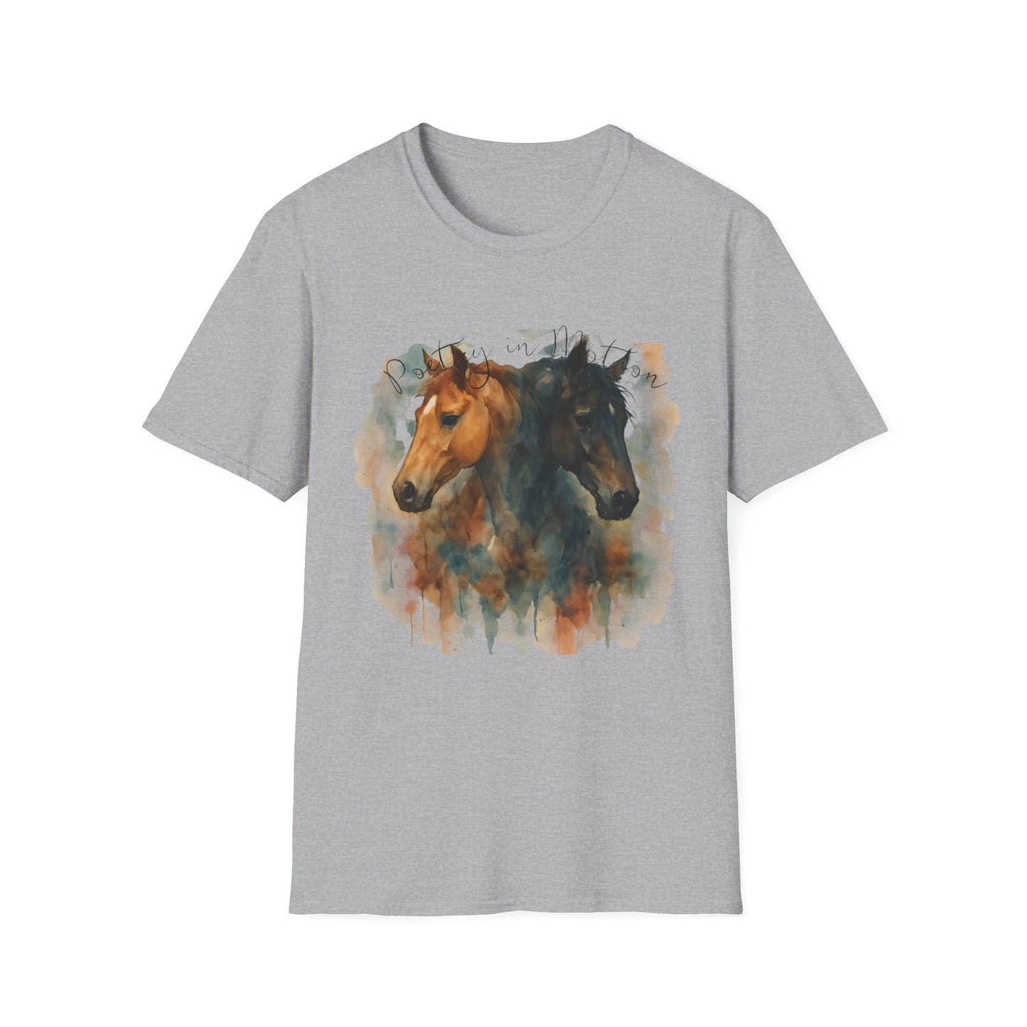 Poetry in Motion Horse T-Shirt Watercolor Horse Lover Shirt Artistic Equestrian Tee Gift for Women Unisex Soft style T-Shirt