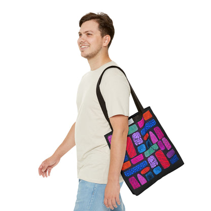 Colorful Abstract Bricks Tote Bag | Vibrant Geometric Pattern