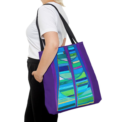 Abstract Blue Green Stained Glass Tote Bag