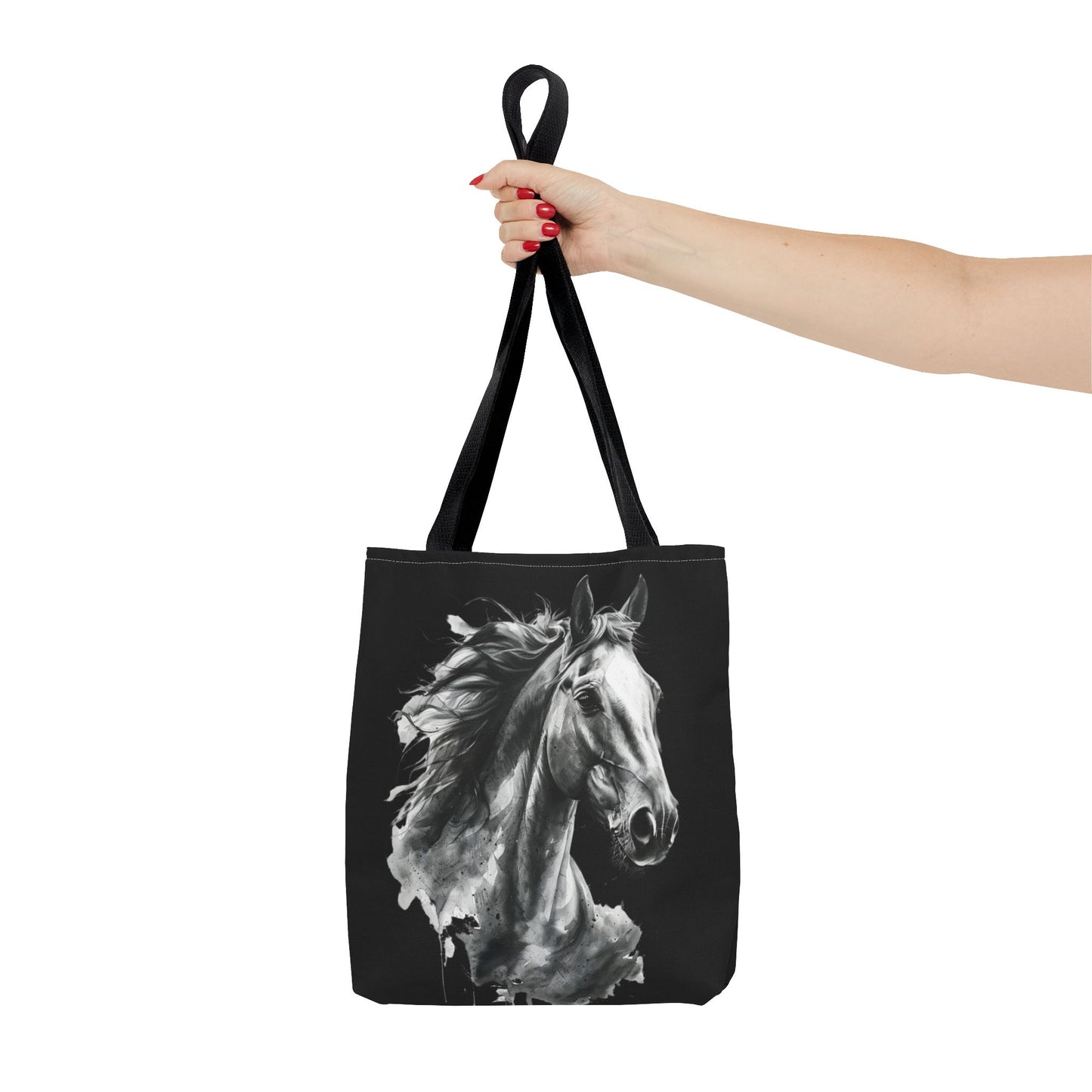 Black Horse Art Tote Bag | Bold Stallion Equestrian Gift