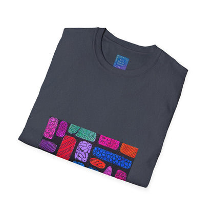Colorful Abstract Blocks T-Shirt | Geometric Pattern, Bright Neon Artwork