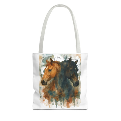 Horse Art Tote Bag, Watercolor Horses, Pretty in Motion