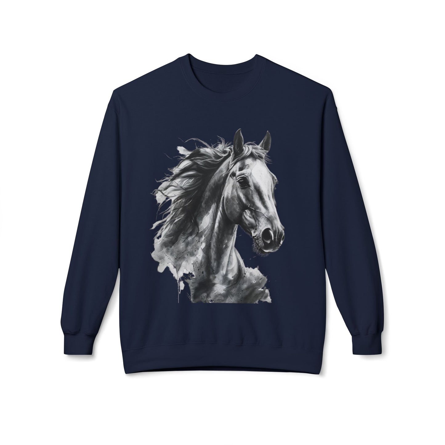 Horse Lover Sweatshirt Black and White Equestrian Art Pullover