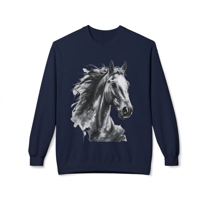 Horse Lover Sweatshirt Black and White Equestrian Art Pullover