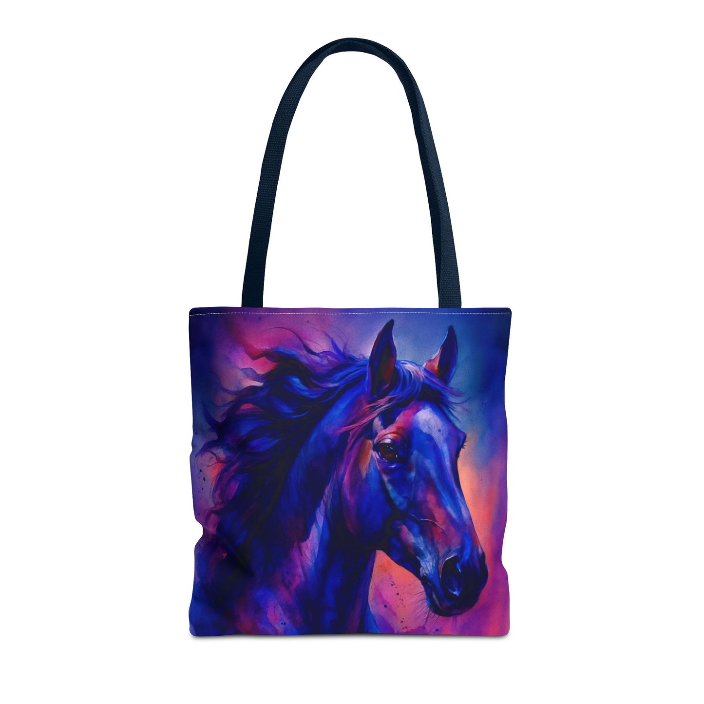 Bold Horse Tote Bag, Vibrant Blue & Purple Wild Spirit Artwork