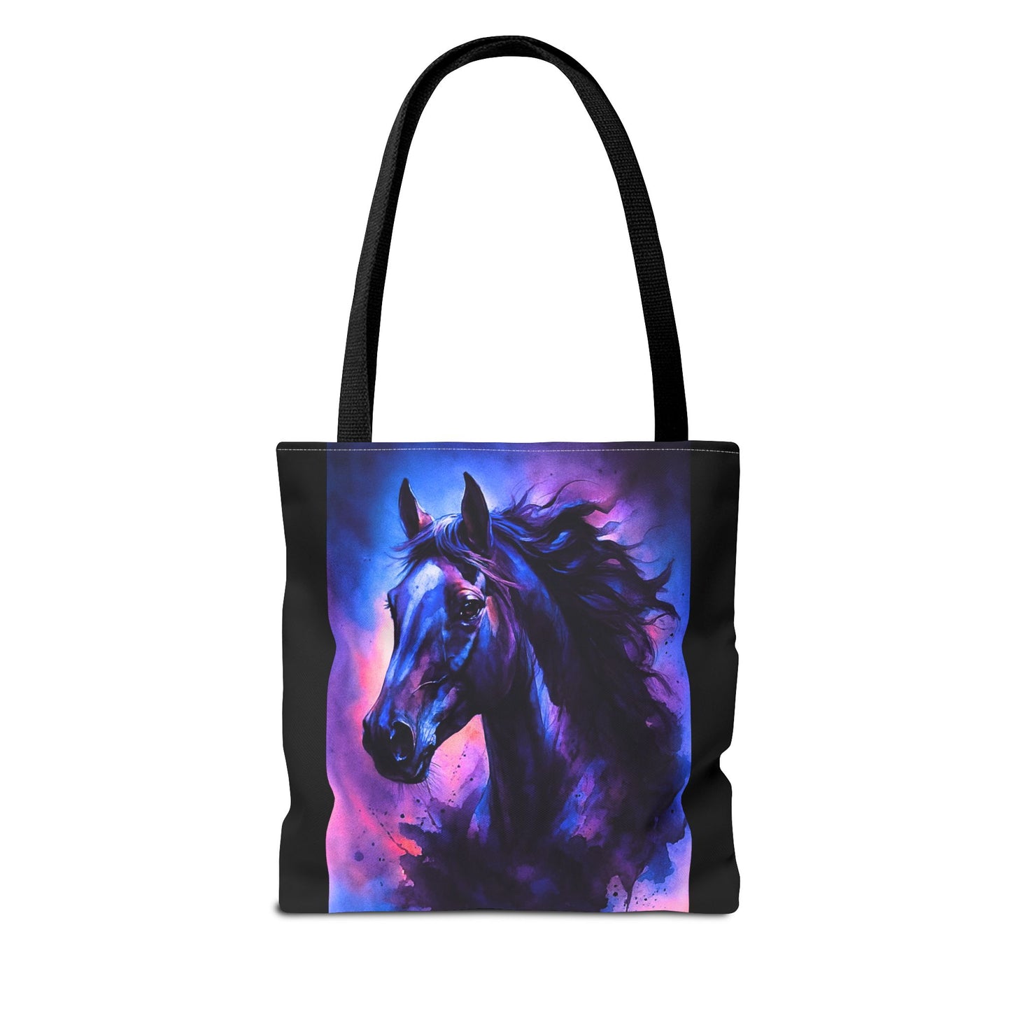 Bold Horse Tote Bag, Vibrant Blue & Purple Wild Spirit Artwork