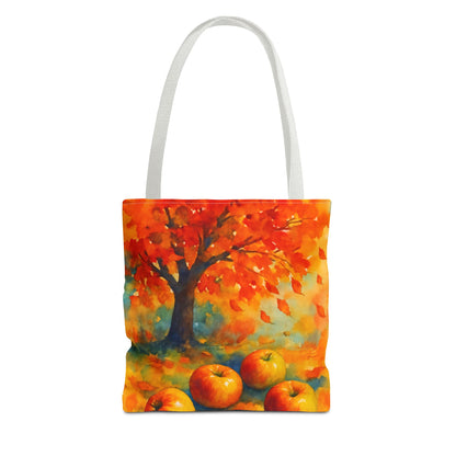 Autumn Apple Orchard Tote Bag  Fall Harvest Reusable Shoulder Bag  Tote Bag (AOP)