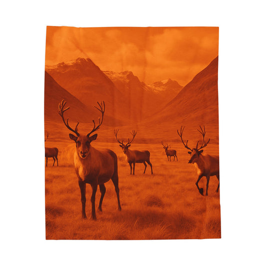 Elk Deer Wildlife Blanket Cozy Hunting Cabin Lodge Plush Velveteen Throw Rustic Mountain Nature Decor Bedding