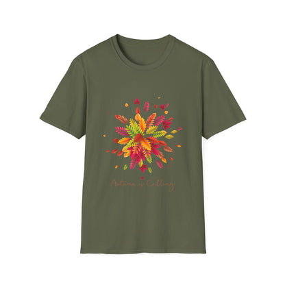 Autumn Is Calling Fall Leaves Graphic T Shirt Seasonal Fashion Tee Unisex Soft style T Shirt