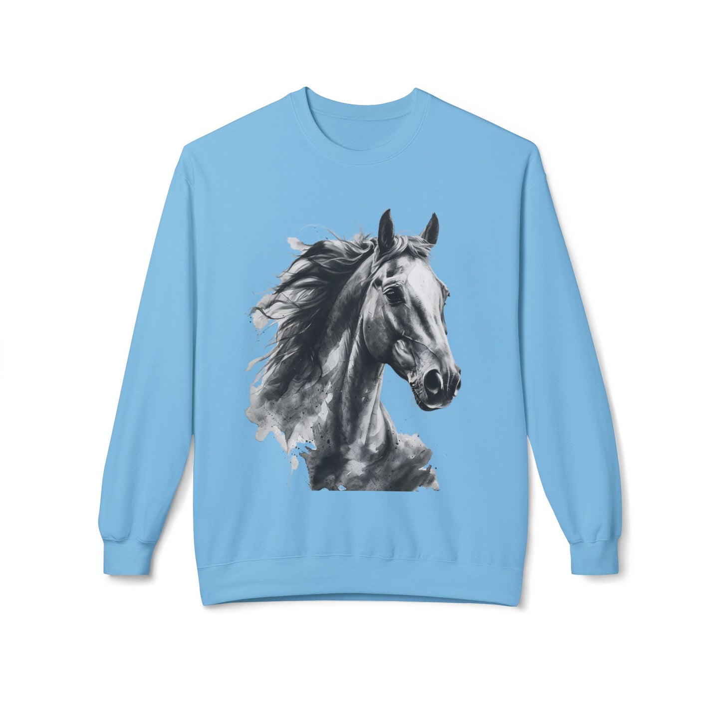 Horse Lover Sweatshirt Black and White Equestrian Art Pullover
