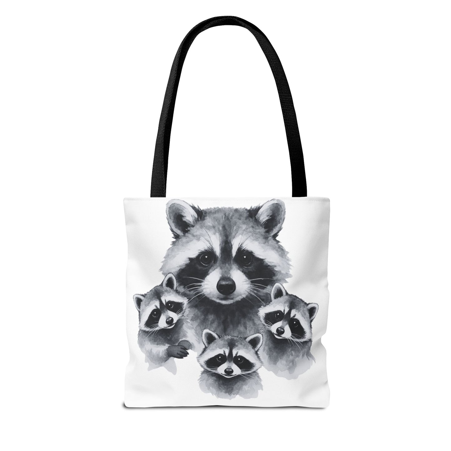 Watercolor Raccoon Family Tote Bag | Animal Illustration, Monochrome