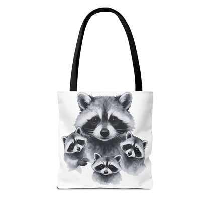 Watercolor Raccoon Family Tote Bag | Animal Illustration, Monochrome