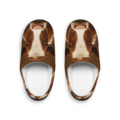 Women Brown Cow Slippers
