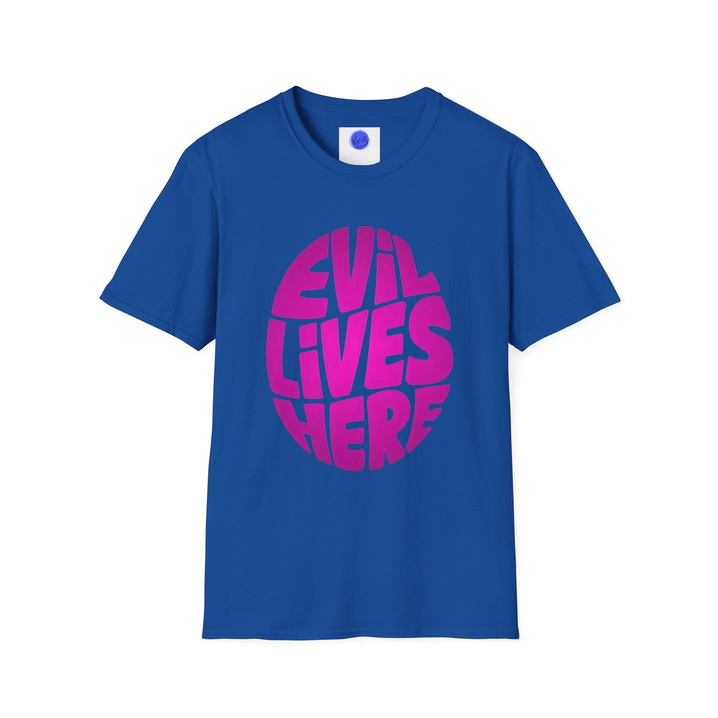 Evil Lives Here Halloween T-shirt, Spooky Retro Style, Mens