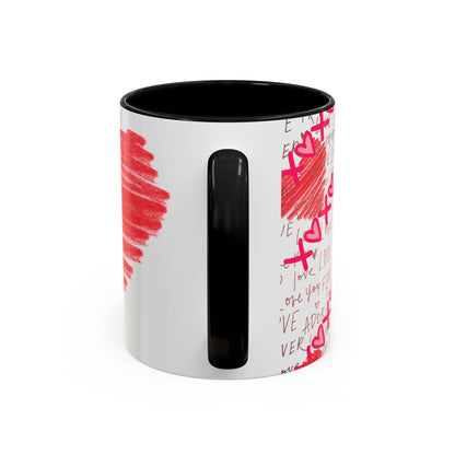 Red Scribble Heart Coffee Mug | Valentine Love Pattern Mug