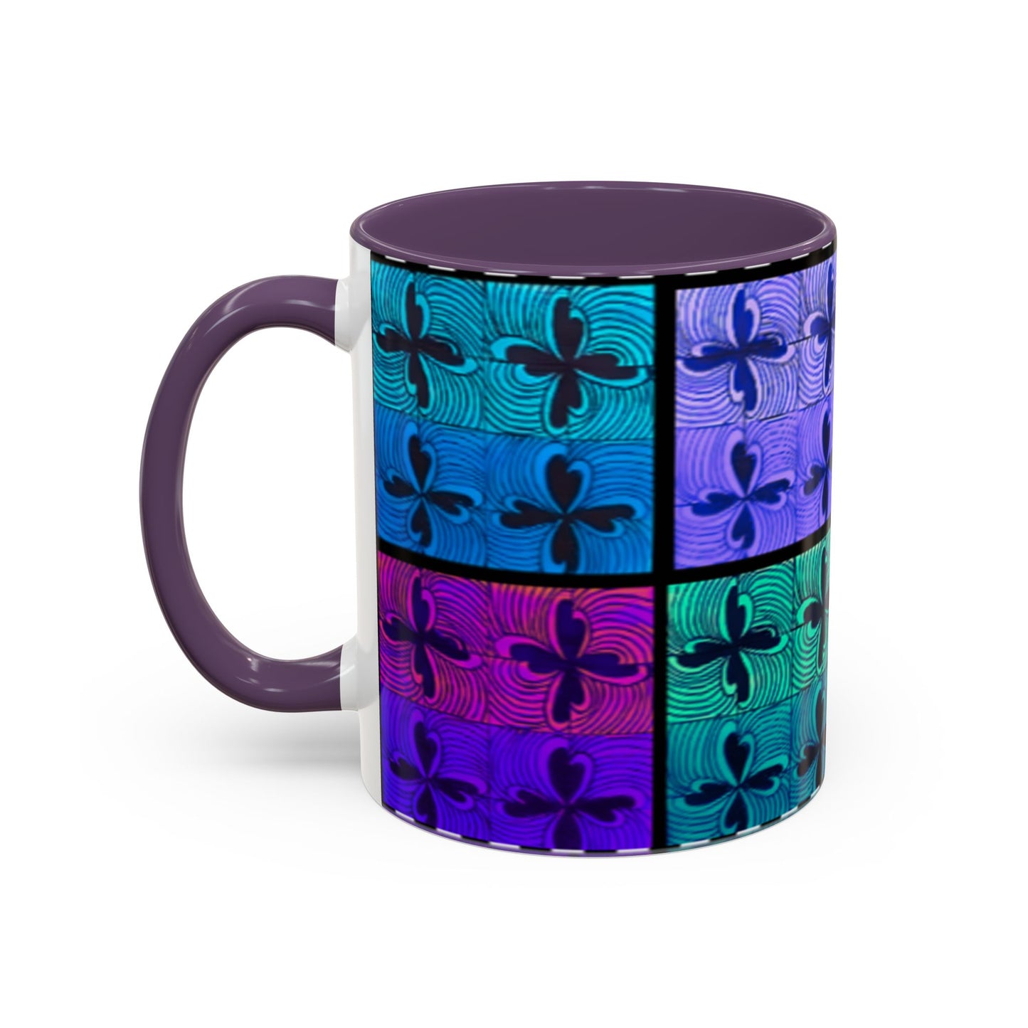 Blue Purple Tile Fleur-de-Lis Mug | Accent Coffee Mug