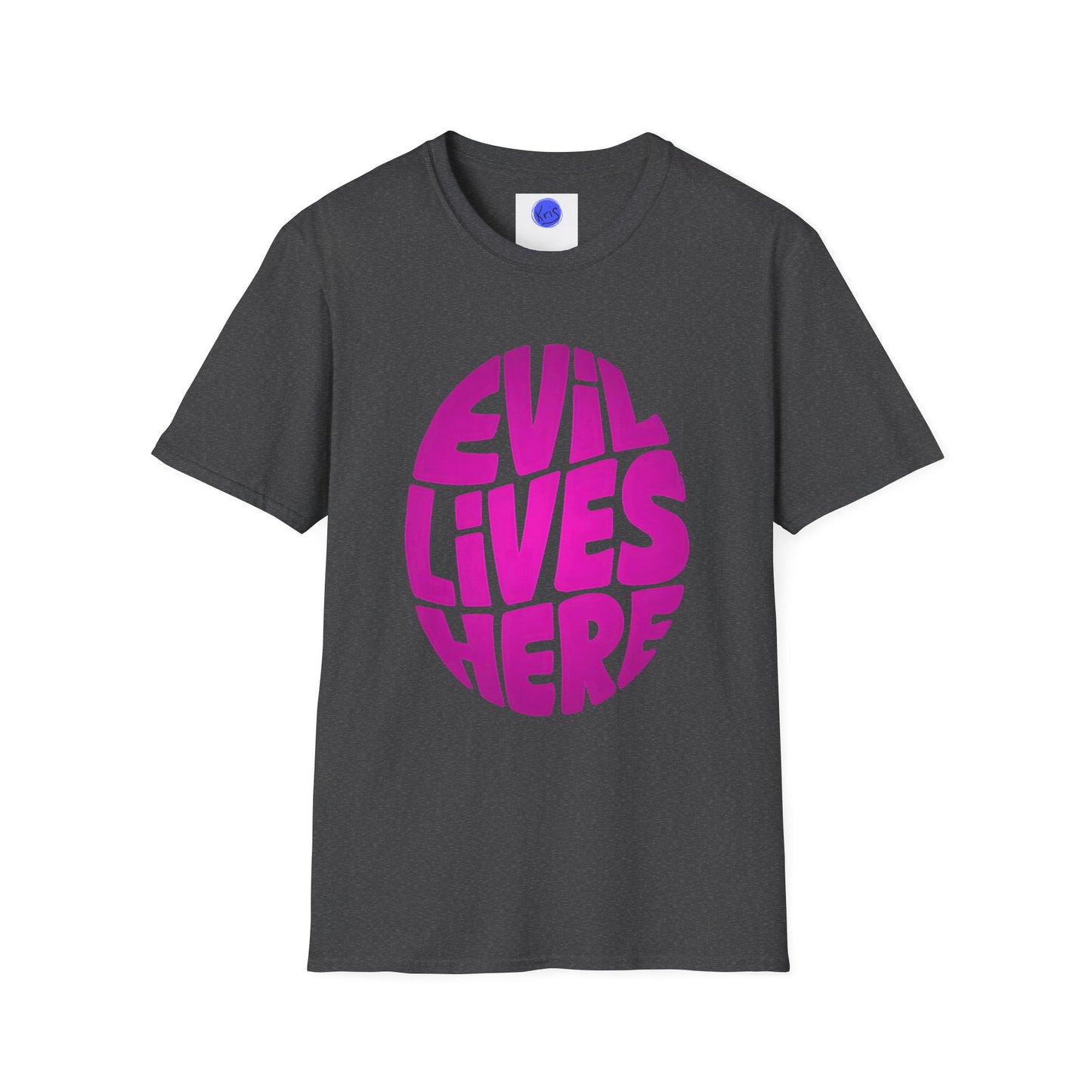 Evil Lives Here Halloween T-shirt, Spooky Retro Style, Mens