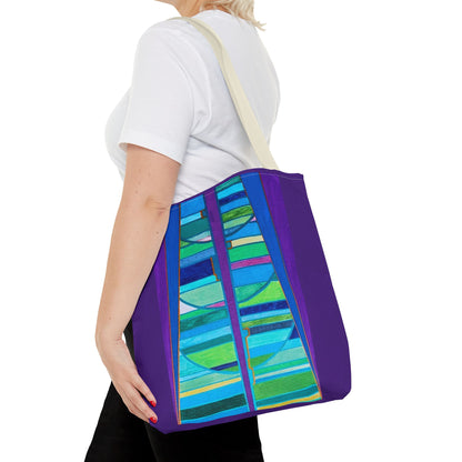 Abstract Blue Green Stained Glass Tote Bag