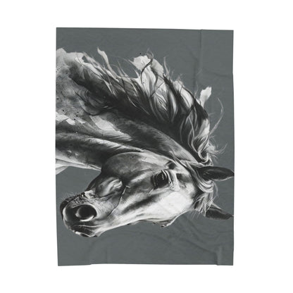 Black Stallion Art Blanket | Luxury Horse Lover Throw