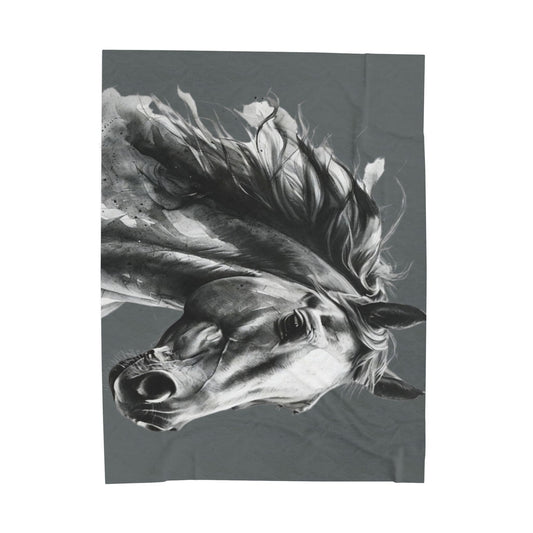 Black Stallion Art Blanket | Luxury Horse Lover Throw