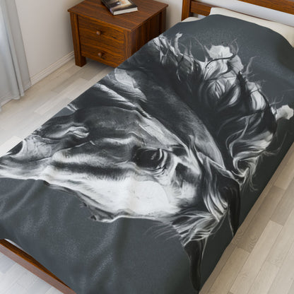Black Stallion Art Blanket | Luxury Horse Lover Throw