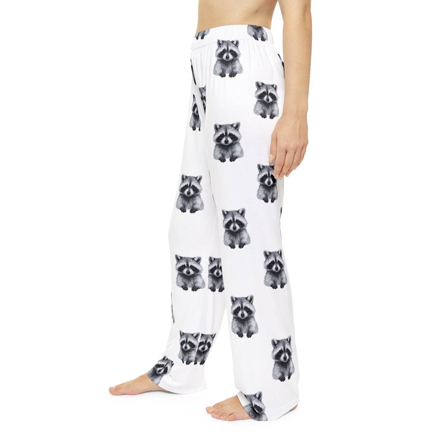 Raccoon Print Pajama Pants — Cute All-Over-Print Women’s Lounge Sleepwear