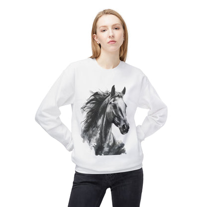 Horse Lover Sweatshirt Black and White Equestrian Art Pullover