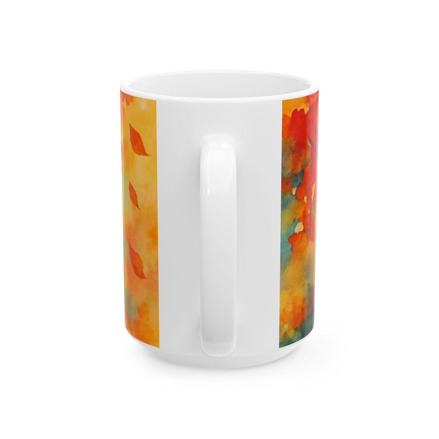Autumn Watercolor Mug  Cozy Fall Leaves Ceramic Coffee Cup Gift Ceramic Mug, (11oz, 15oz)
