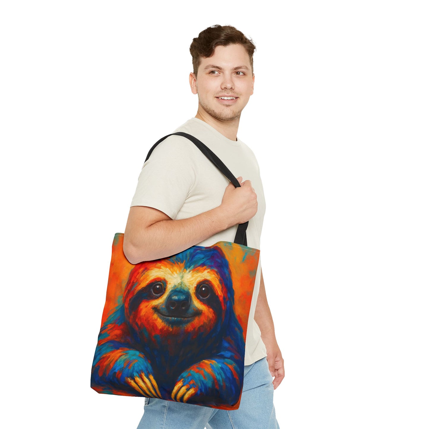 Colorful Sloth Tote Bag | Vibrant Animal Art Bag