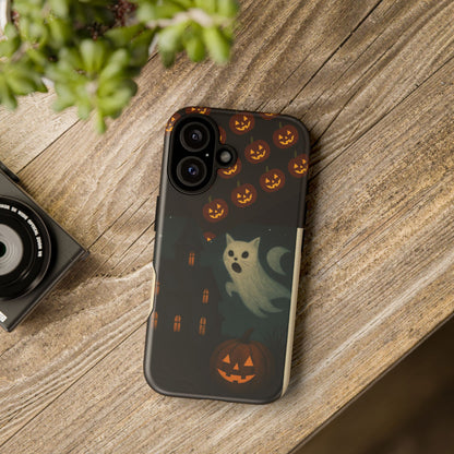 Phone Case, Halloween Haunted House Cat Ghost  iPhone 16, 15, 14, Pixel 8, 6 Samsung Galaxy 25, 24, 23