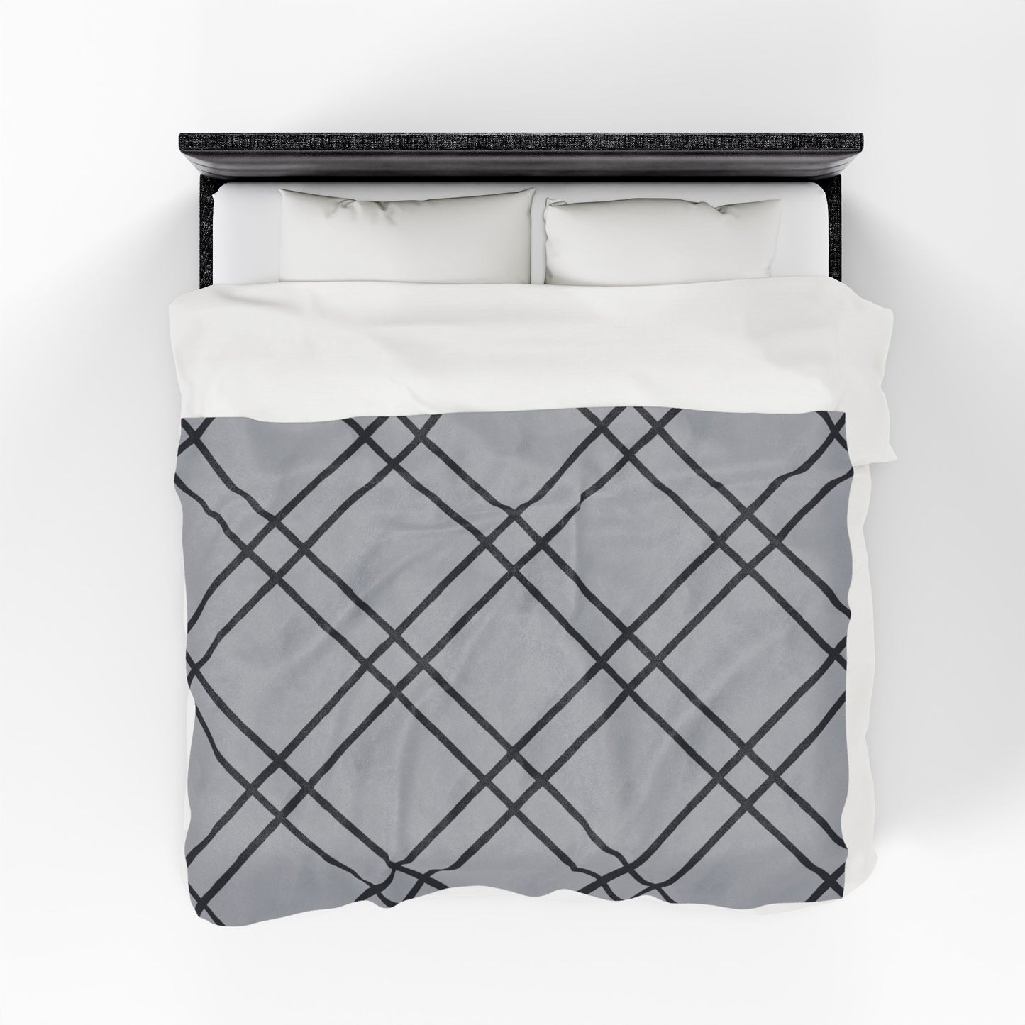 Modern Gray Plaid Blanket Velveteen Plush
