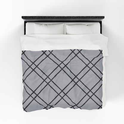Modern Gray Plaid Blanket Velveteen Plush