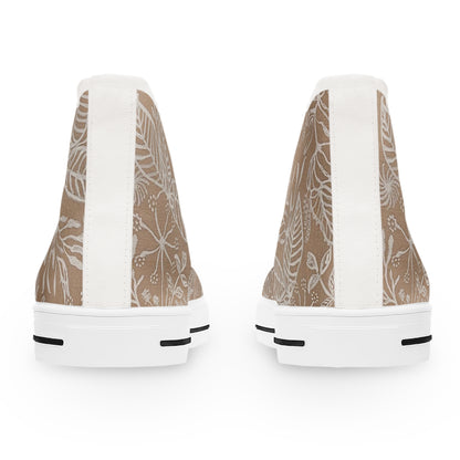 Tan Botanical Sneakers | Neutral Leaf High Top Shoes