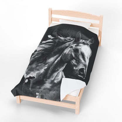 Black Stallion Art Blanket | Luxury Horse Lover Throw