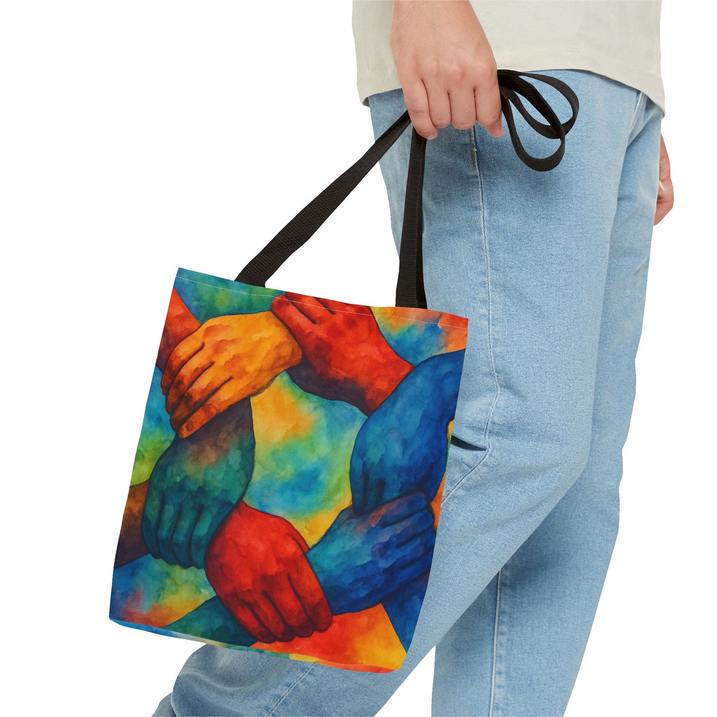 Unity Hands Tote Bag | Colorful Art Bag
